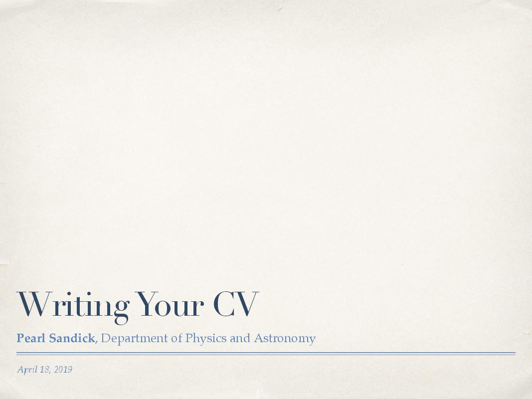 CV Workshop